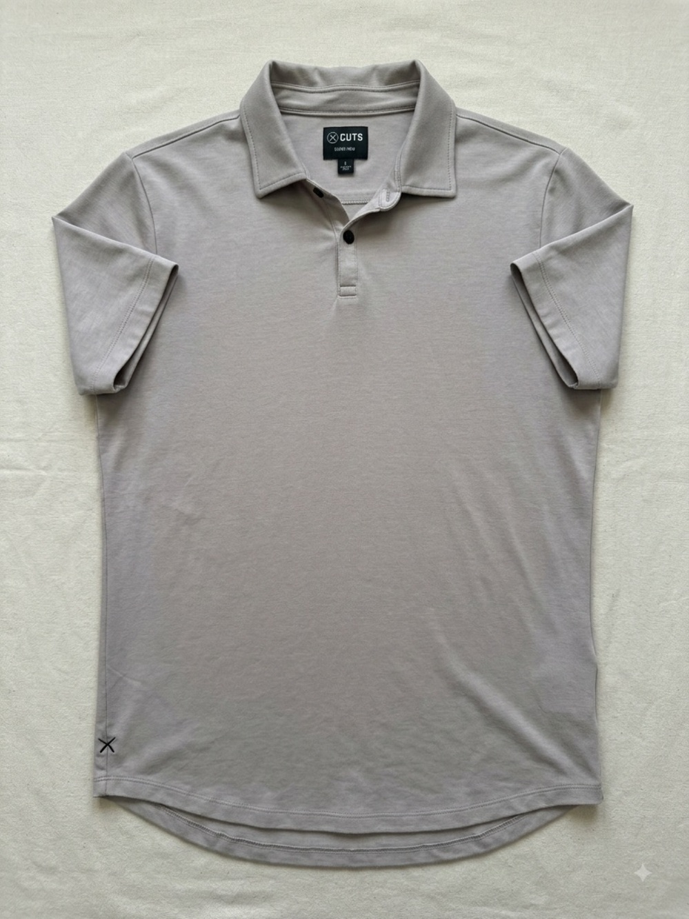 Cuts Clothing AO Polo Shirt Large Curve Hem Light Gray Pima Cotton Blend